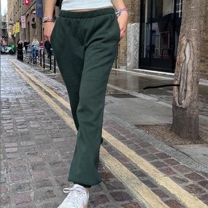 BRANDY MELVILLE DARK GREEN ROSE SWEATPANTS